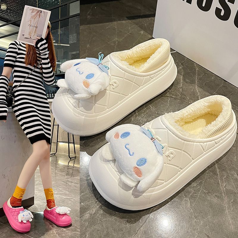 Naihuhu Doll Cotton Shoes for Women Winter Plus Velvet 2022 New Internet Celebrity Fashion Bag Heel Warm Lazy Bread Peas Shoes
