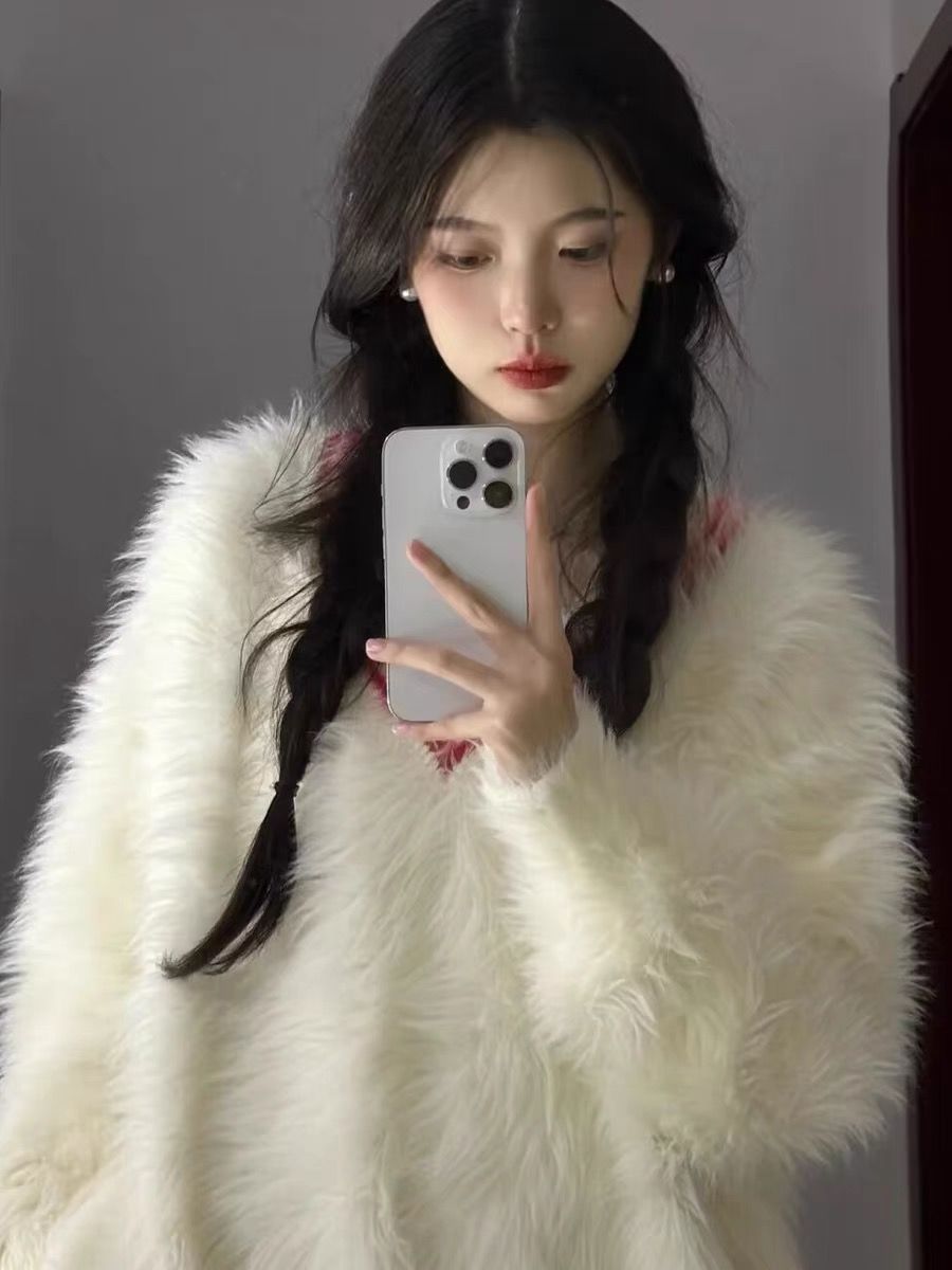 仿貂毛慵懶毛衣外套女秋冬加厚日系復古設計感小眾奶fufu針織上衣