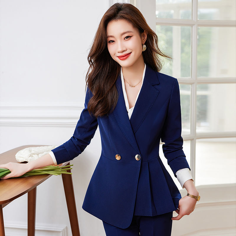 高端職業套裝女秋冬氣質女神范正裝美容院前台工裝工作服西裝外套