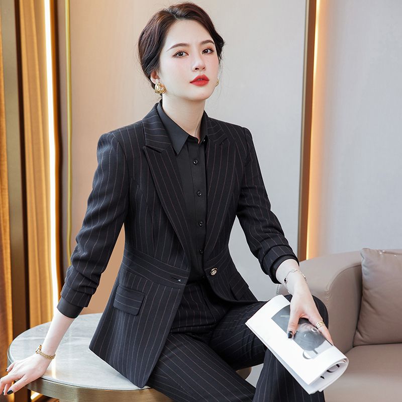 黑色西裝外套女2023秋冬新款時尚氣質端商務正裝面試西服套裝工服