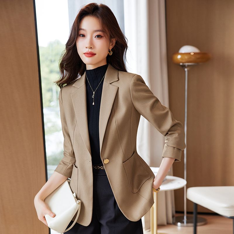 棕色西裝外套女秋冬2023新款韓版修身氣質今年流行高級感女士西服