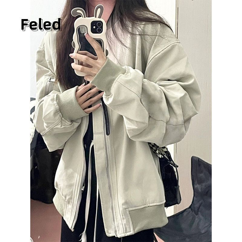 Feila Denton 2023 American retro bomber jacket baseball uniform for men and women high street hiphop autumn and winter jacket