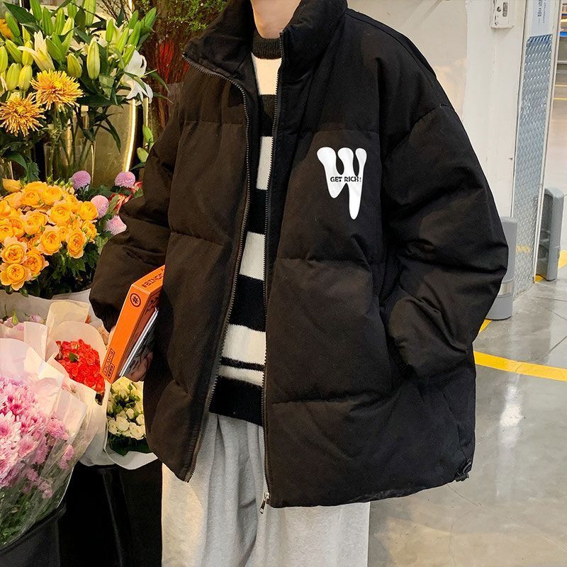 潮牌潮流男女冬季oversize棉服男款棉衣外套短款美式立領襖子ins