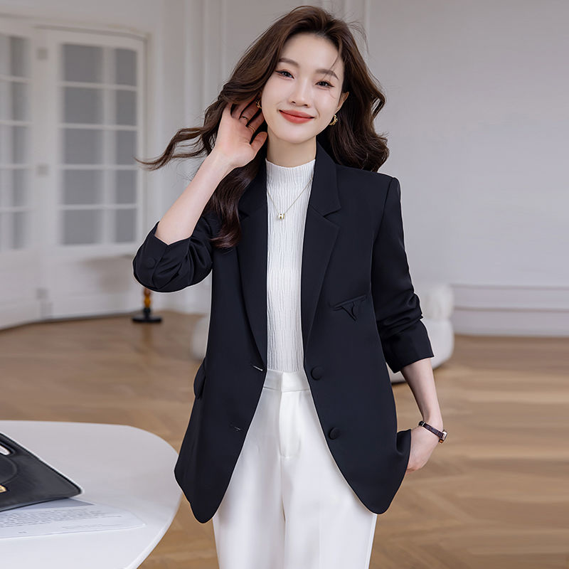 黑色小西裝外套女秋冬2023新款高級感小個子氣質女士休閒西服上衣