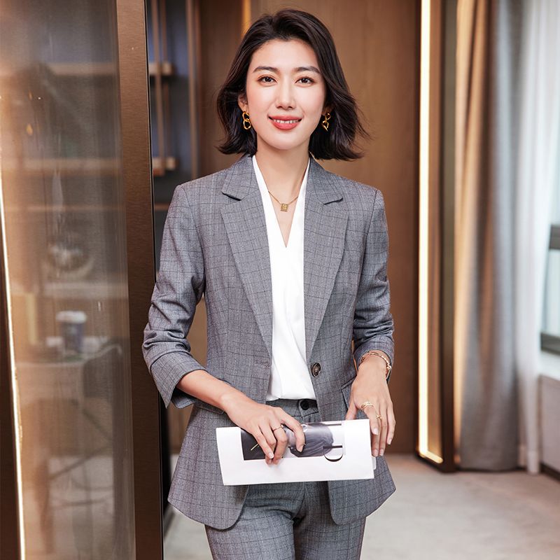 格子西裝套裝女秋冬2023新款韓版高端職業正裝氣質女神范西服外套