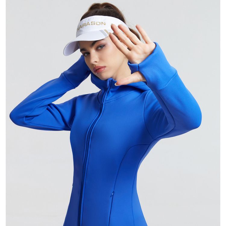 范斯蒂克运动修身外套女户外跑步健身长袖连帽瑜伽服速干夹克服