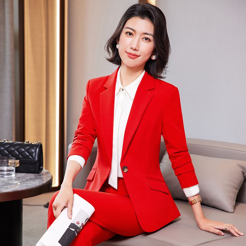 高端職業裝西裝套裝女秋季2023新款女神范修身幹練西服正裝工作服