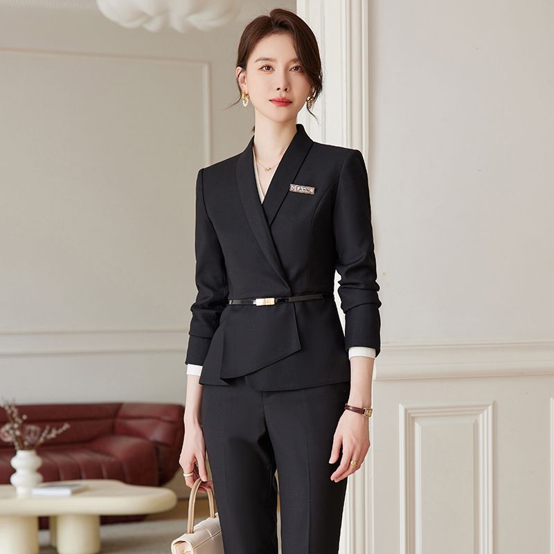 職業裝女套裝美容院工作服酒店接待2023秋冬氣質女神范高級感西裝