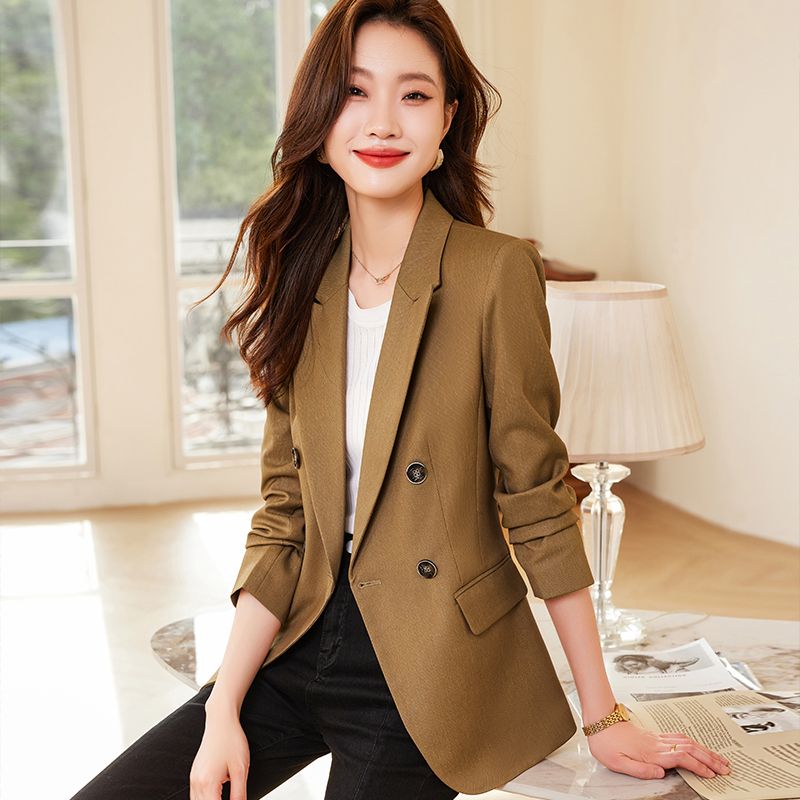 棕色西裝外套女收腰氣質2023秋冬新款小個子時尚高端女士西服上衣