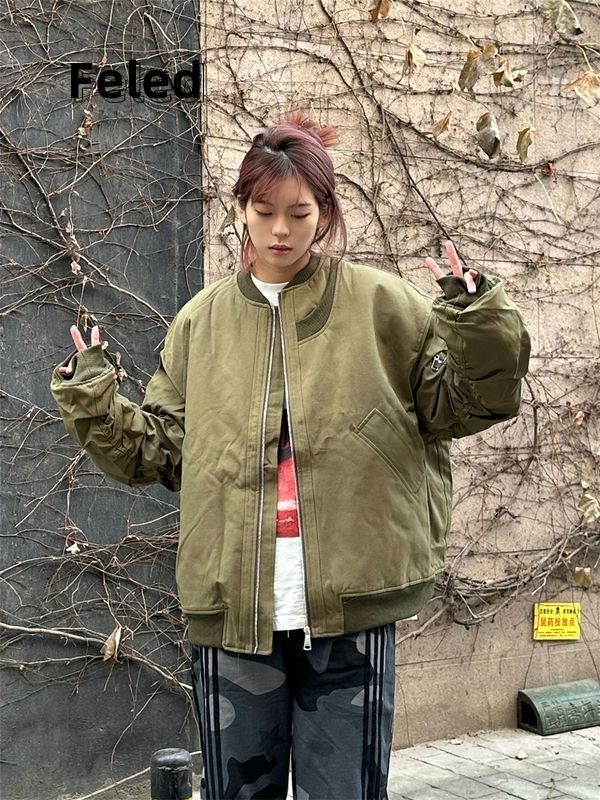 Feila Denton American ins workwear baseball uniform for men and women retro student loose niche design thickened jacket
