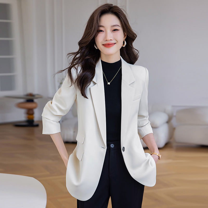 White suit jacket for women in autumn and winter new style high-end Korean style suit with temperament and goddess style fashion top