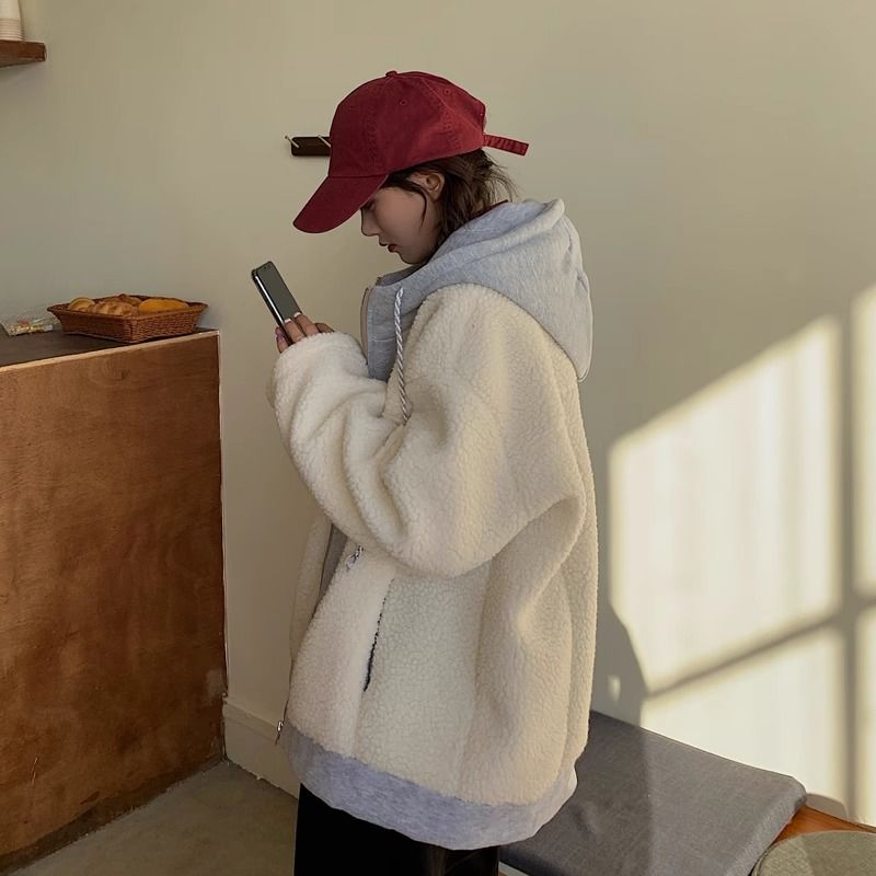 加厚羊羔毛絨短外套女ins百搭棒球服秋冬季新款韓版寬鬆開衫衛衣