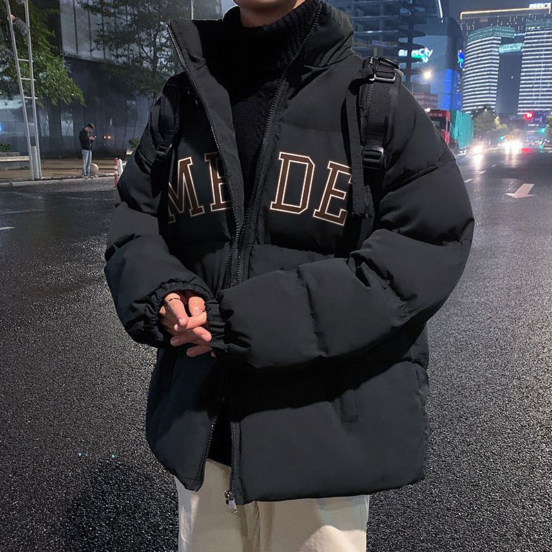 立領棉衣男士外套秋冬季2023新款潮牌潮流加絨厚男生麵包棉襖ins