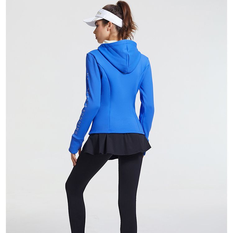 范斯蒂克运动修身外套女户外跑步健身长袖连帽瑜伽服速干夹克服