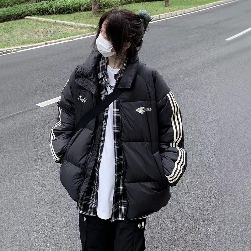 Maillard black retro stand-up collar thickened cotton jacket winter female student ins Korean version small man jacket