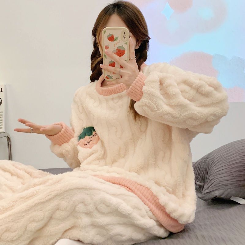 【今日首推】珊瑚绒睡衣女冬季新款保暖ins学生法兰绒家居服套装