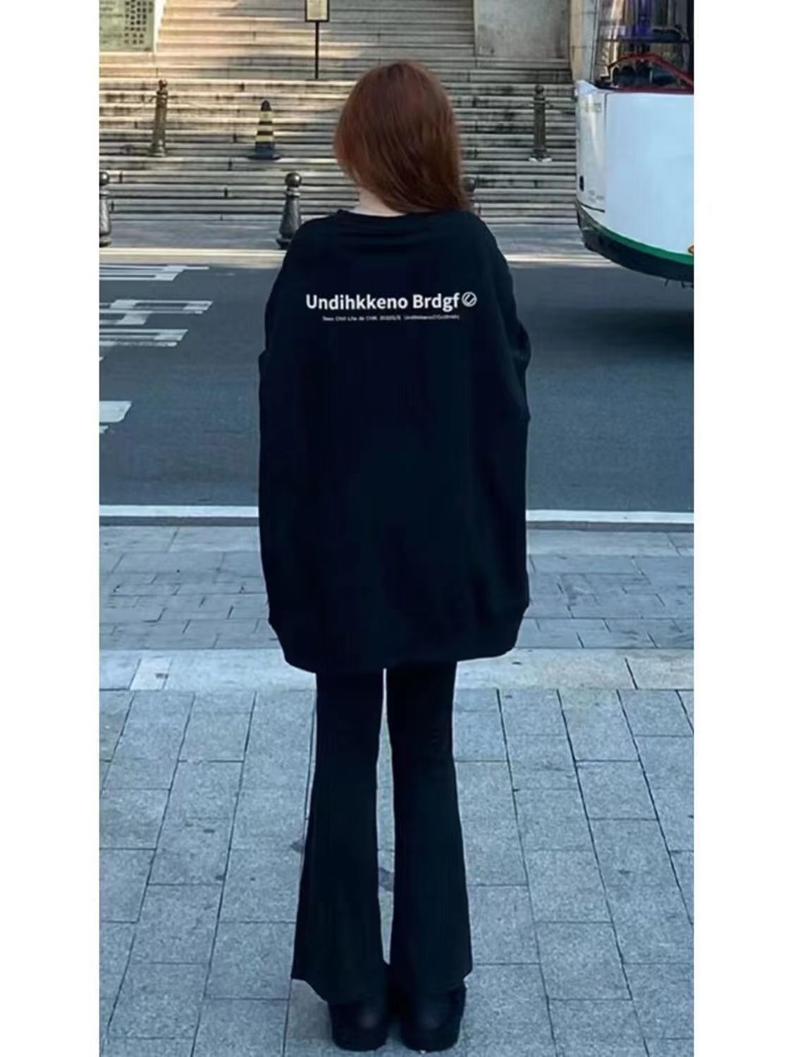 2023年新款潮流圓領衛衣女早春秋美式復古oversize寬鬆無帽上衣服