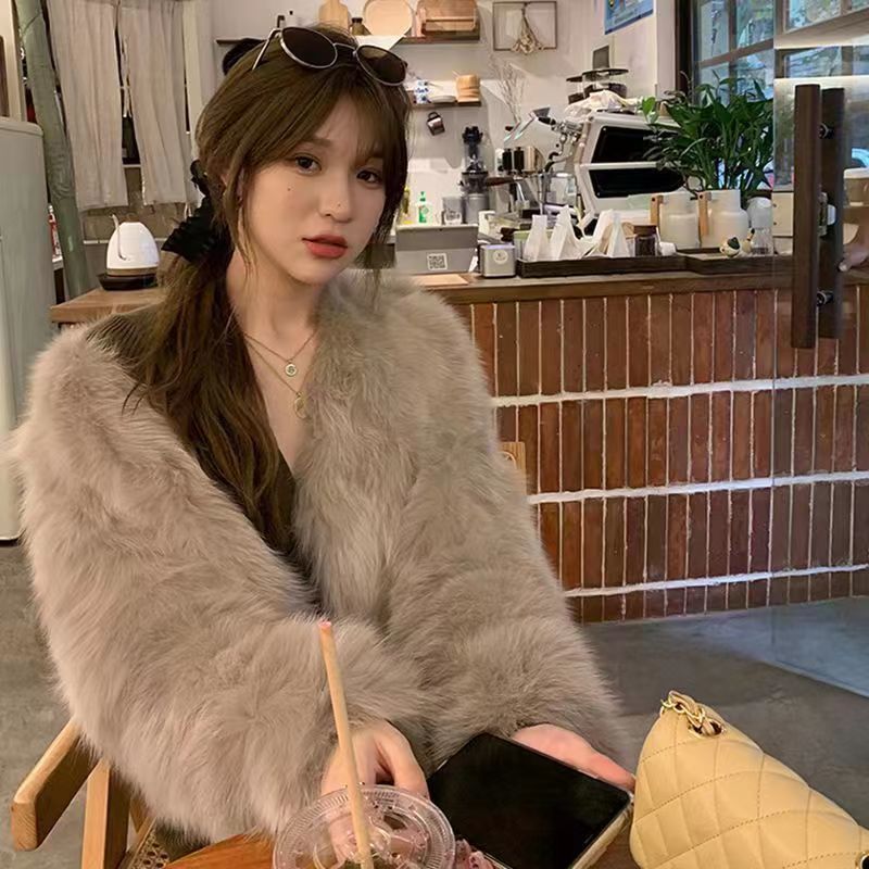 皮草外套女2023秋冬新款仿狐狸毛短款環保托卡毛毛外套氣質小香風