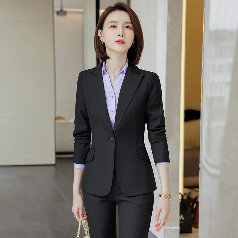 黑色職業套裝女秋冬季高端通勤經理正裝工作服氣質女神范西裝外套