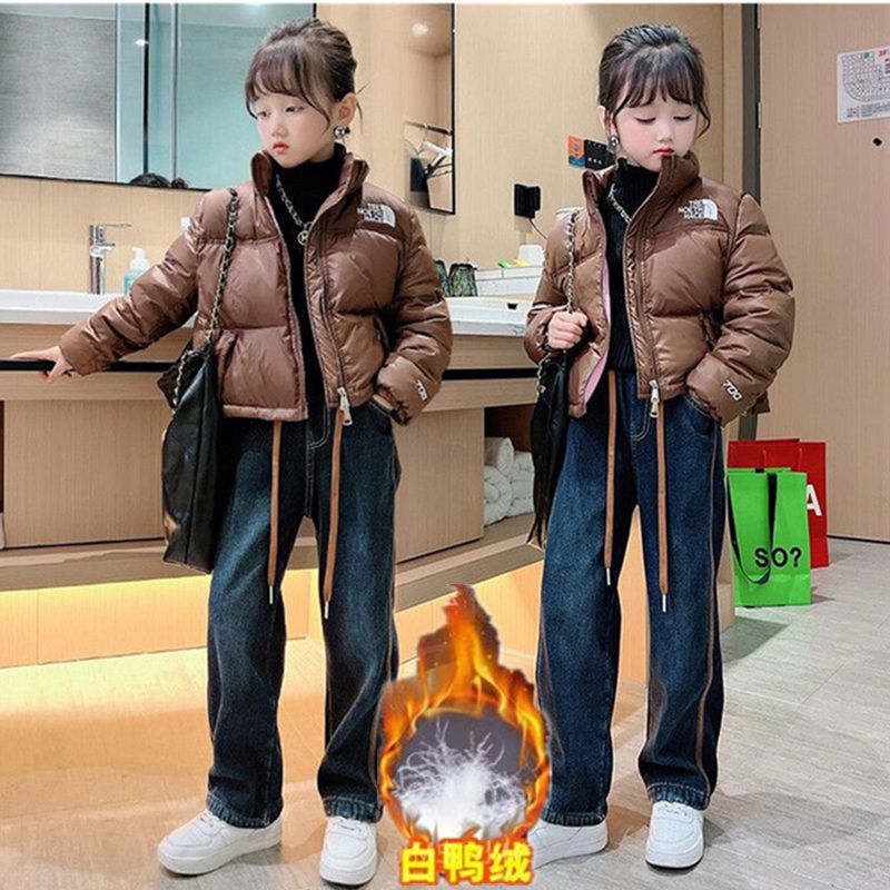 Girls' down jacket short children's winter clothing Internet celebrity white duck down winter jacket 2023 new style trendy girls' clothing