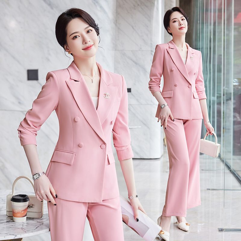 粉色西裝外套女2023新款高端職業裝氣質女神范主持人正裝西服套裝