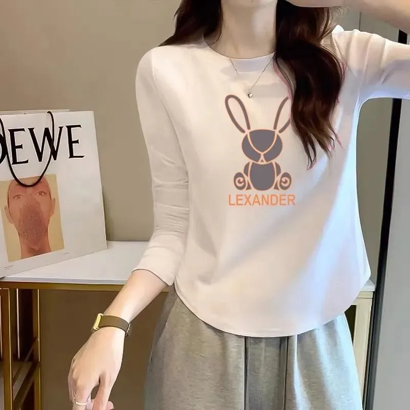 單/兩件裝純棉打底衫女春秋新款內搭長袖t恤正肩顯瘦洋氣短款上衣