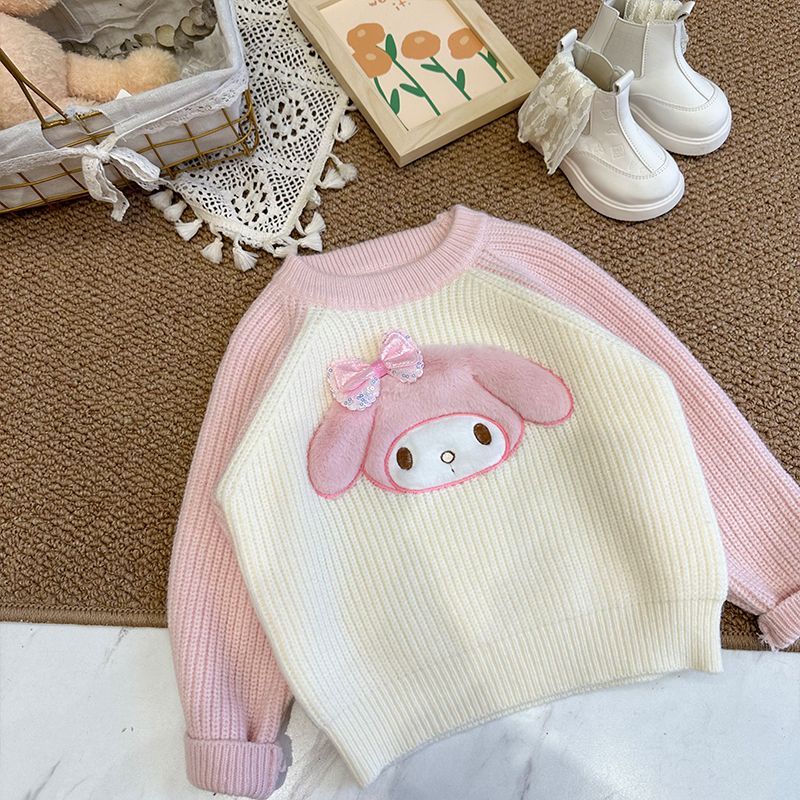 女童卡通毛衣冬季新款儿童洋气库洛米打底衣宝宝加厚保暖针织上衣