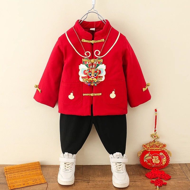 漢服男童周歲禮服男寶寶加絨中國風套裝兒童唐裝中式生日抓周衣服