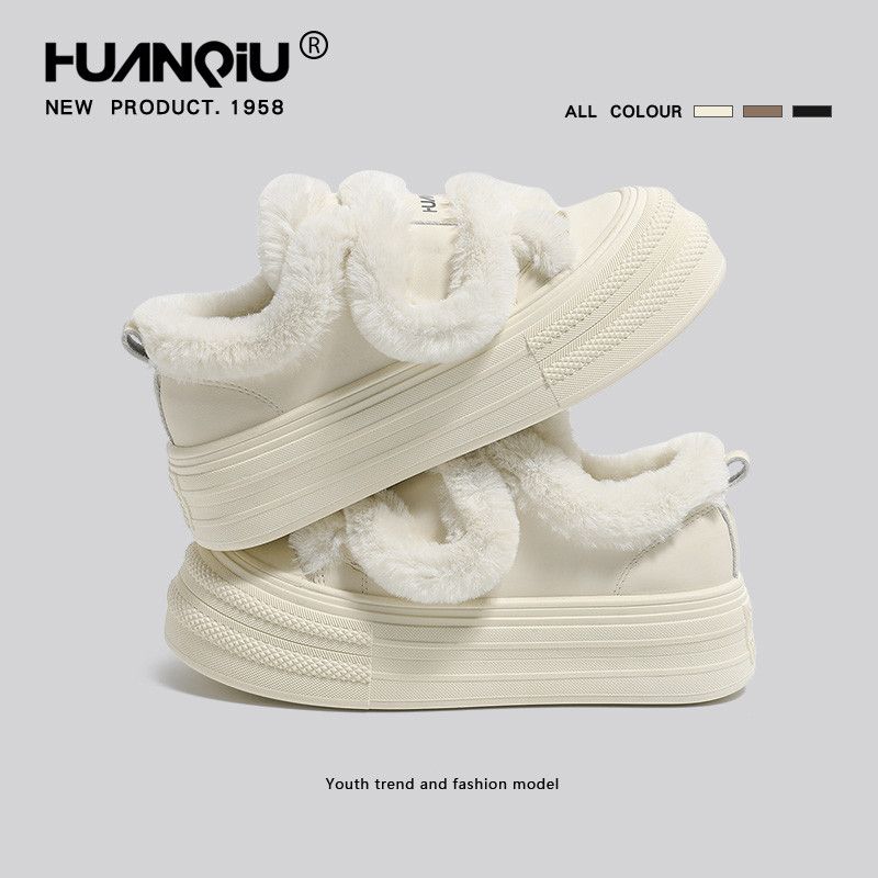 Universal Thick Soled Velcro Cotton Shoes Women's Shoes Winter 2023 New Plus Velvet Thickened Wool Shoes Warmth Increased Slippers
