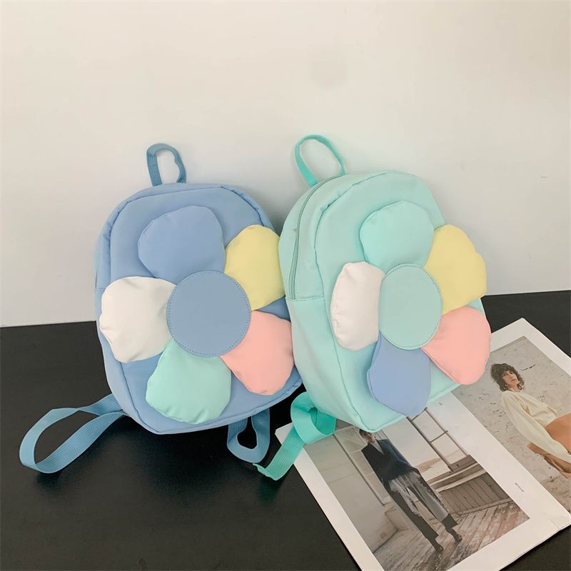 2023韓國新款小眾設計時尚百搭可愛立體花朵小背包多巴胺雙肩包女