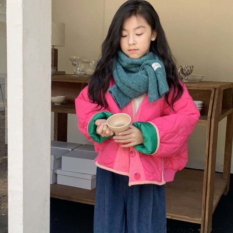 女童棉服2023新款兒童外套秋冬款羽絨棉衣中小童上衣時尚百搭短款