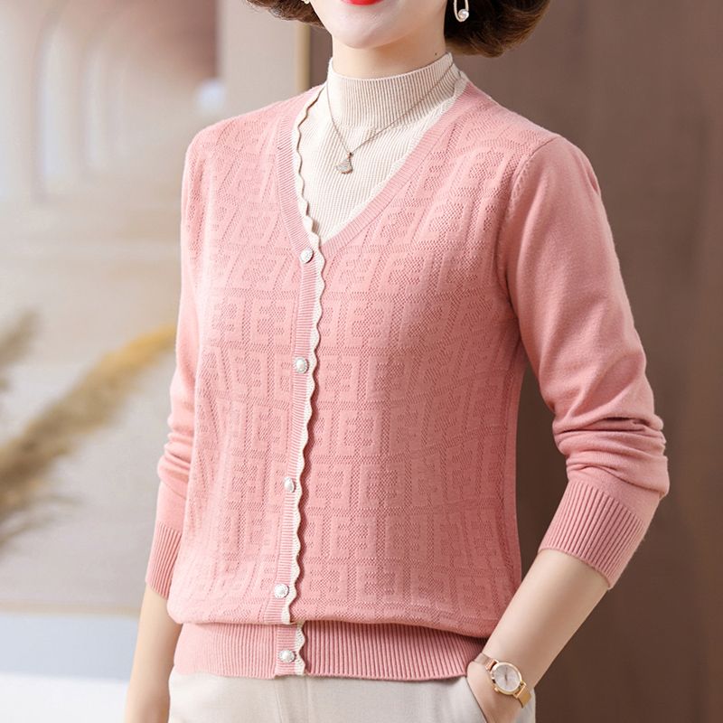 媽媽秋裝時尚減齡上衣中年婦女士洋氣針織衫中老年春秋季打底小衫