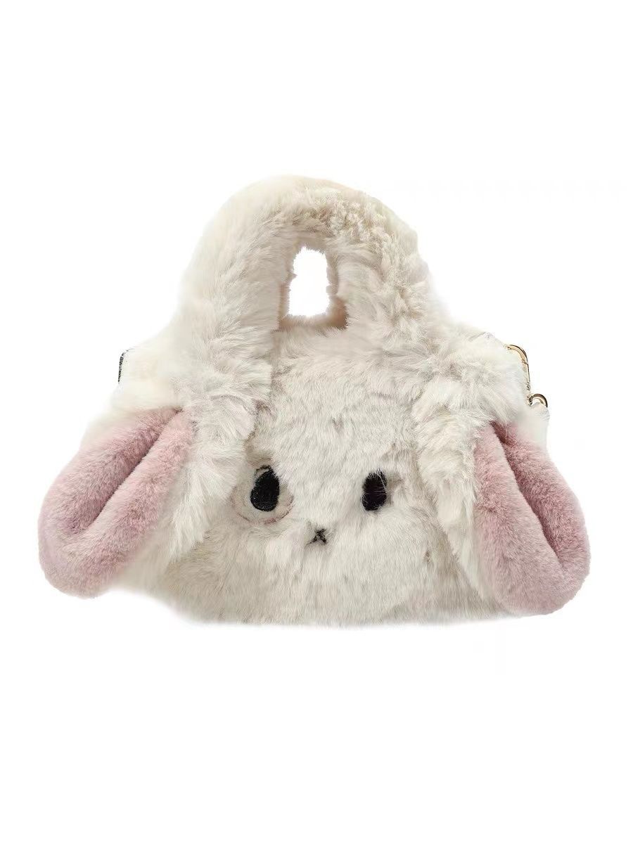 冬季新款毛毛包女毛绒奶糖兔小托特手提包斜挎包包毛绒水桶包