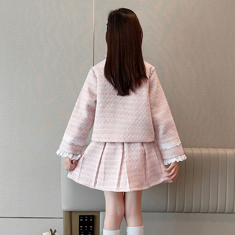 女童小香风套装裙2023秋冬新款洋气儿童网红套裙小女孩时髦两件套