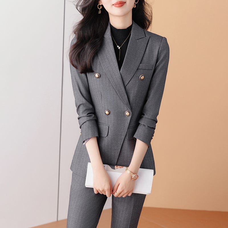Striped suit suit for women autumn and winter 2023 new formal business wear temperament high-end small suit jacket work clothes