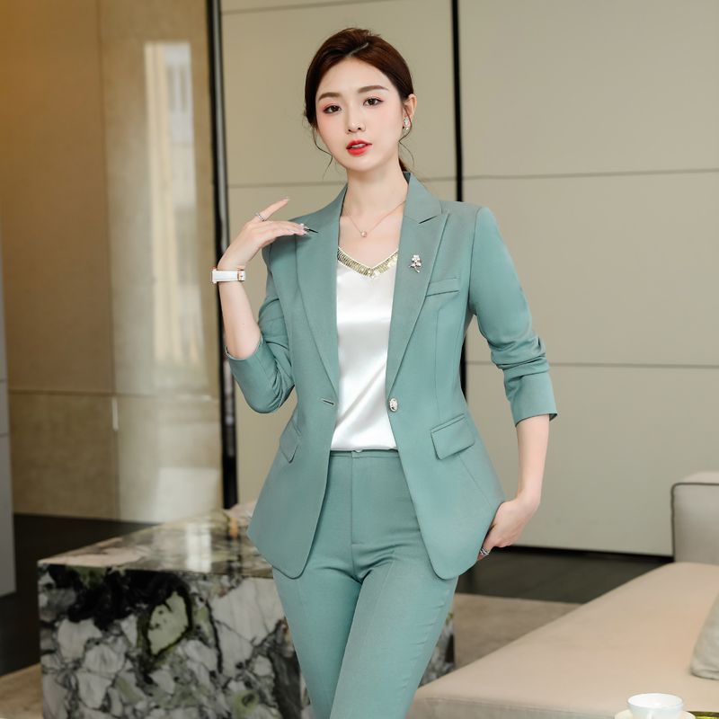 Yellow suit suit for women small autumn and winter professional wear temperament goddess style high-end suit jacket women's two-piece set