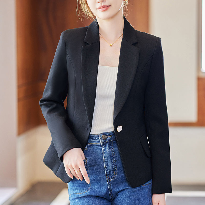 Pink suit jacket for women autumn and winter 2023 new style high-end temperament Korean version slim casual small suit top