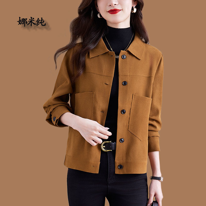 港風磨毛短款外套女2023春秋新款簡約寬鬆休閒設計感小眾夾克外套