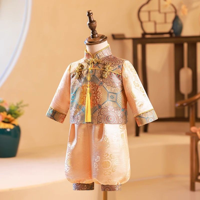 周歲禮服男寶抓周唐裝一歲男童拜年服嬰兒拜年服中式百天生日漢服
