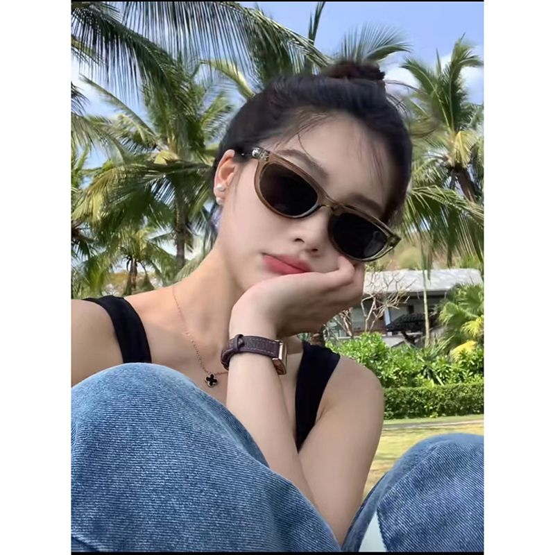 歐美復古辣妹造型太陽眼鏡女2023新款墨綠色氣質款墨鏡高級感個性