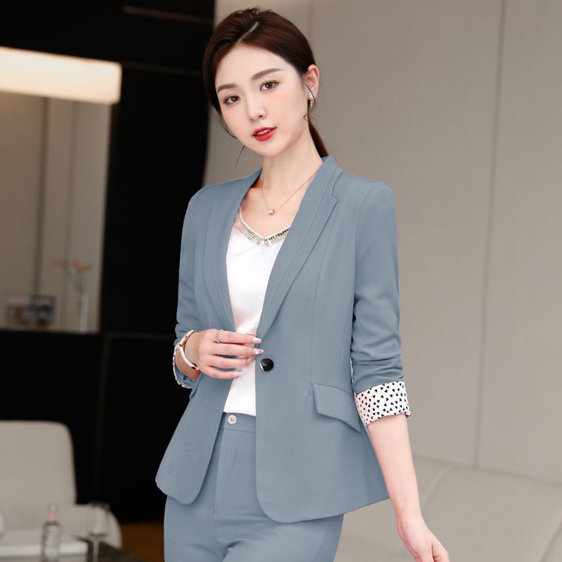 Gray suit jacket for women small autumn and winter 2023 new temperament slim short suit suit for women business wear