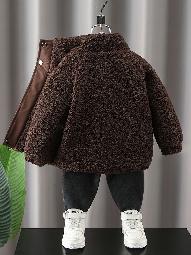 童装男童秋冬装外套夹棉加厚儿童时尚毛毛衣宝宝冬季简约洋气上衣