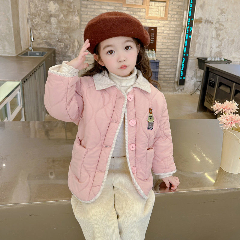 女童棉服秋冬2023新款兒童洋氣加厚加絨夾棉寶寶冬裝冬季棉衣外套
