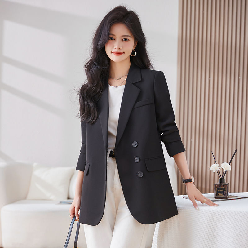 黑色休閒小西裝外套女2023新款秋季韓版寬鬆設計感小眾高級感西服