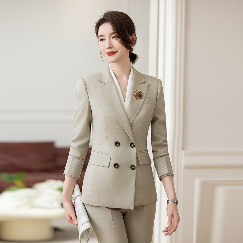 Gray professional suit for women autumn new high-end temperament goddess style business suit formal professional suit