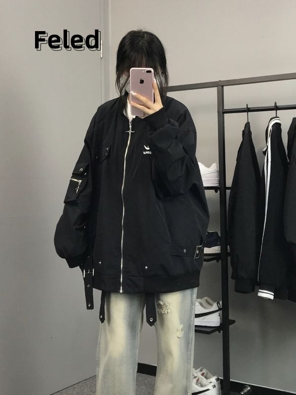 Feila Denton 2023 new niche couple workwear baseball uniform jacket men and women autumn and winter American retro flight suit