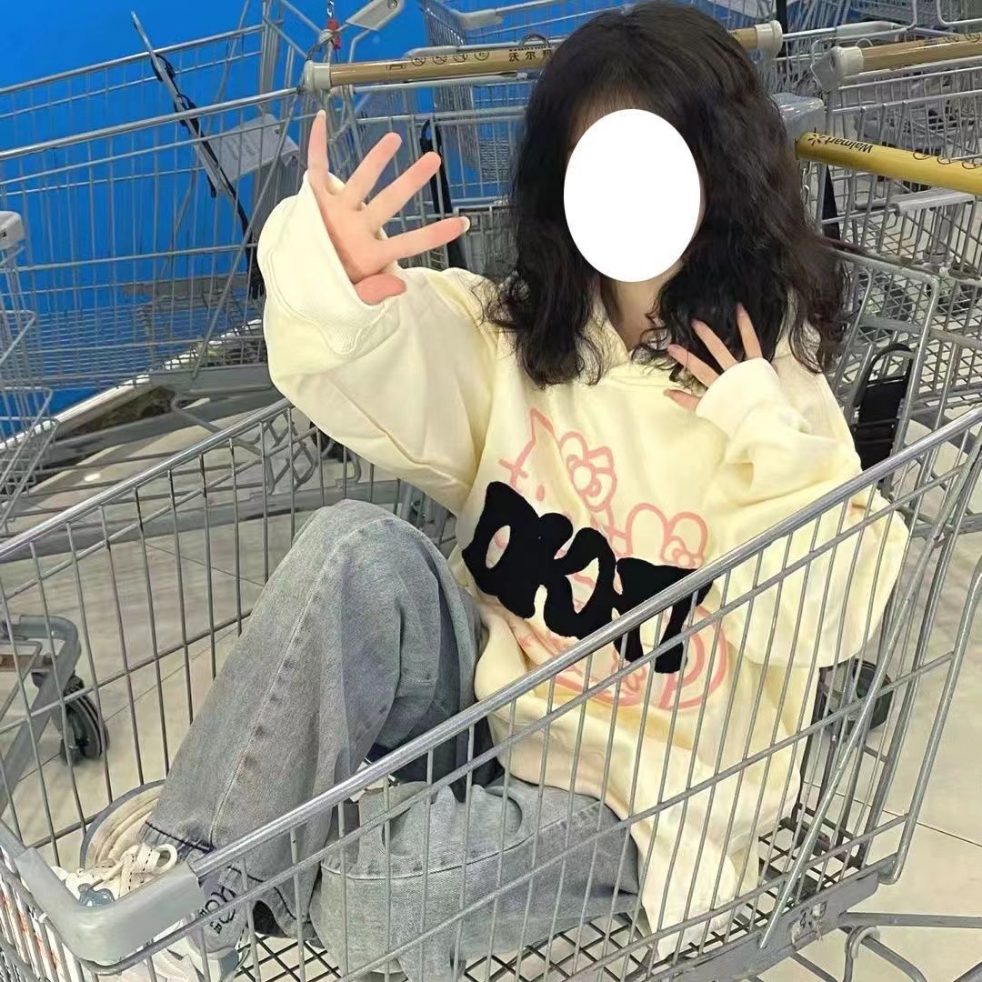 秋季ins小眾字母韓版百搭長袖衛衣女2023小個子美式慵懶休閒上衣