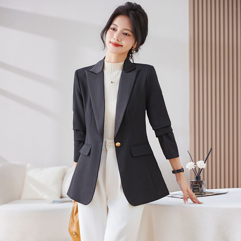 黑色西裝外套女秋冬2023新款小個子休閒時尚高級感上衣修身小西服