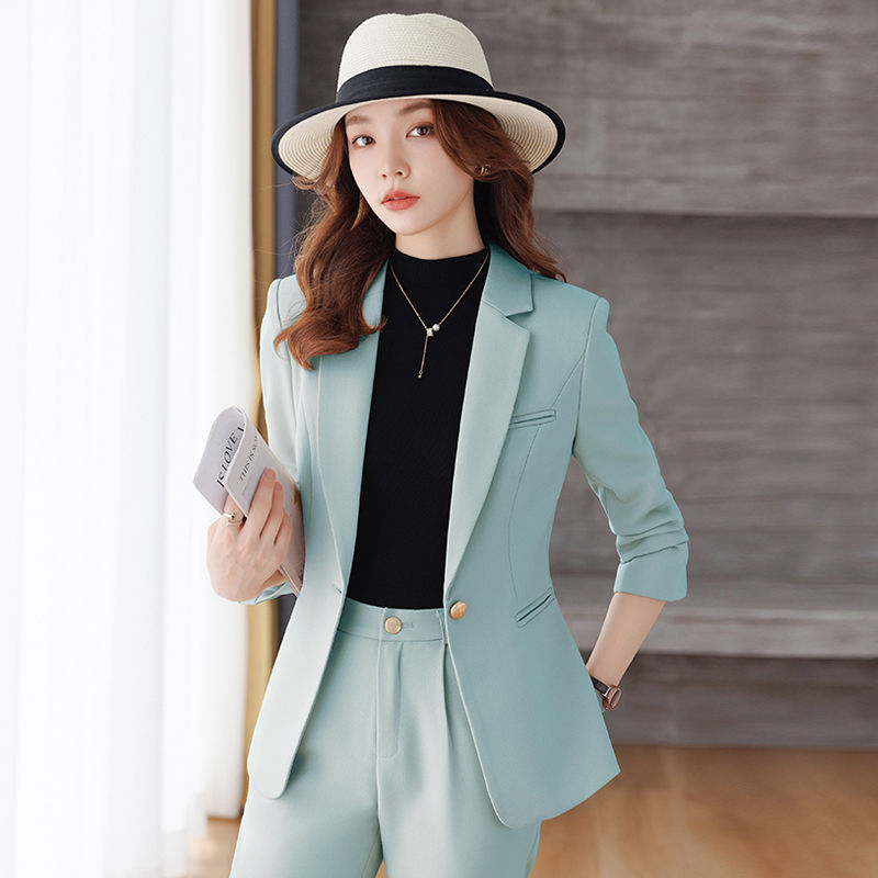 職業正裝西服外套女2023秋冬季新款韓版時尚輕熟風女神范西裝套裝