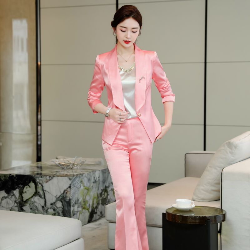Pink blazer for small women 2023 autumn and winter new temperament casual suit suit high-end professional wear